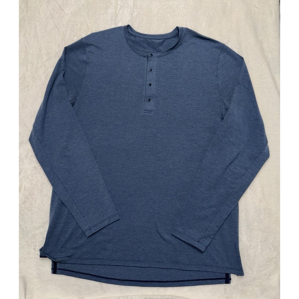 Lululemon Men's Metal Vent Tech Long Sleeve Henley Blue Size Large